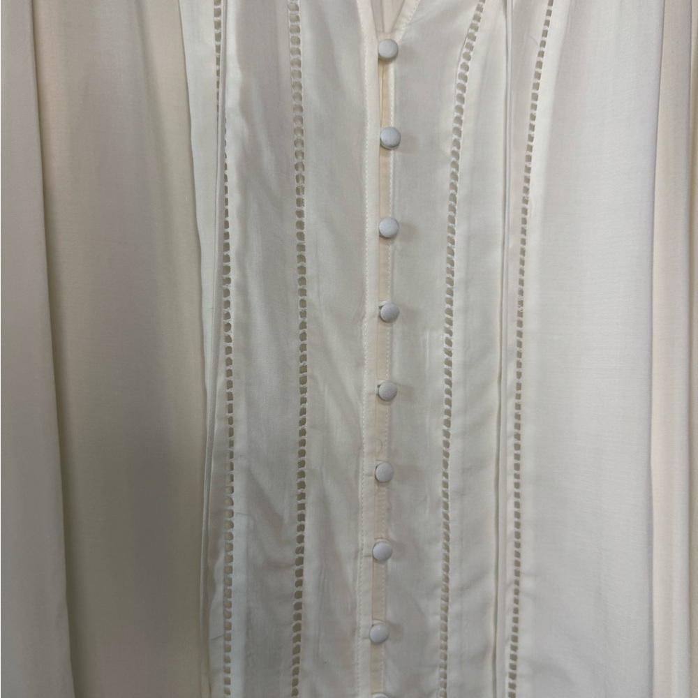 Johnny Was Cream Pleated Ruffled Blouse - Size L - Like New - Picture 4 of 9